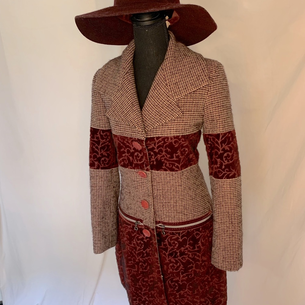 Save the Queen Tweed and Velvet Trench Coat
